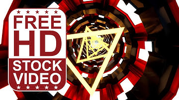 Free Stock Videos – music VJ loops sci-fi tunnel with neon triangle lights glowing 3D animation