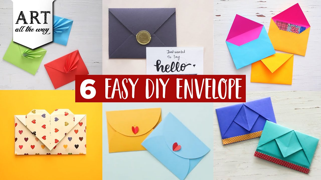 6 Easy DIY Envelopes | Paper Craft Ideas | How to make an Envelope ...