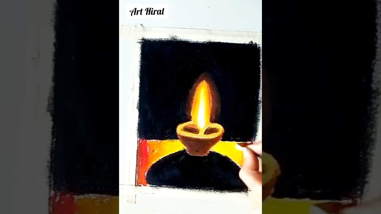 How to draw a Diwali Oil Pastel Drawing || 