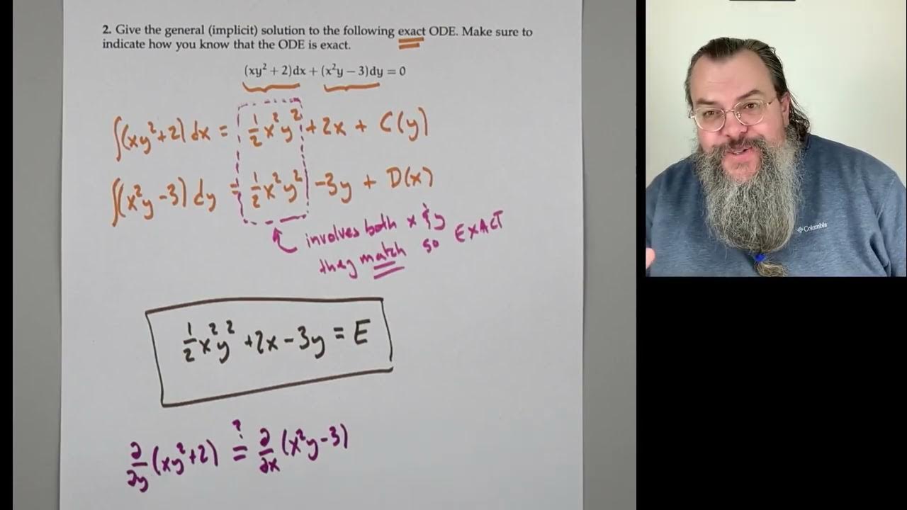 Differential equations, Exam 1/2 walkthrough (Spring 2023) YouTube