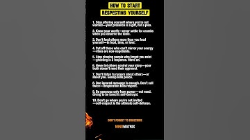 HOW TO START RESPECTING YOURSELF (10 Rules That Change Everything) #respect #mindset #success