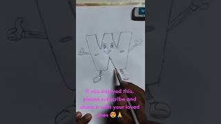 Turning the Letter W into a Cute Character | Cute Letter W Drawing | Easy drawing #shorts #art #abc