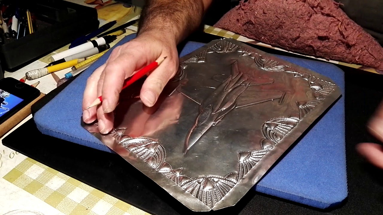 F 16. Metal Embossing Art. Metaloplastie by Eugen Peter Nasca. Youghal,Ireland.