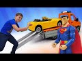 Видео про супергероев. Супермен в Автомастерской чинит машину Венома и  Грузовик Бен 10 для Хекса!