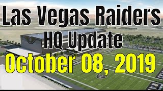 Las vegas raiders headquarters construction update taken on tuesday,
october 08, 2019. they are getting more of the glass up main
buildin...