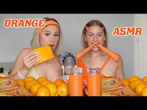 ASMR | ORANGE FOOD (fruits, jus, chips, cheese) 🍊