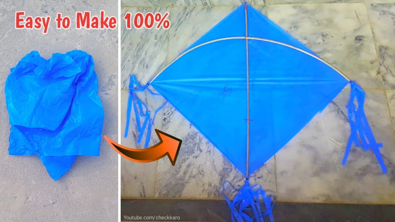 How to Make a Kite With Plastic Bag At Home Kite Making Patang