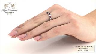 Diamantringe - RDR336W-0.27 - 18kt Weissgold 7 Steine Rubin und Diamant Ring