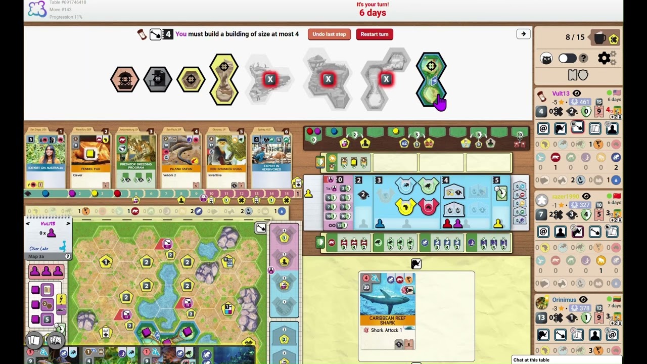 Ark Nova Tournament: Group play Game 2. Tough game with other winners of round 1.