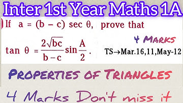 Inter 1st Year Maths 1A Properties of Triangles in telugu@maths naresh eclass