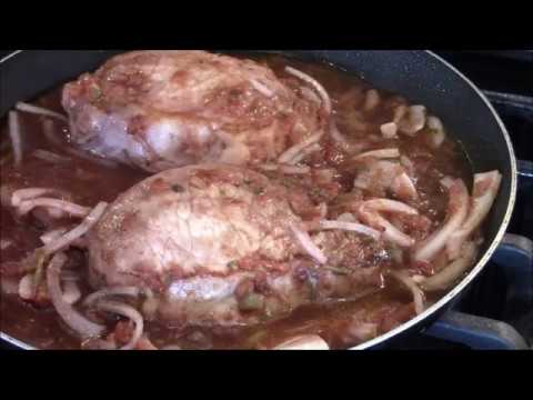 Spicy pork loin chop cooked in Salsa