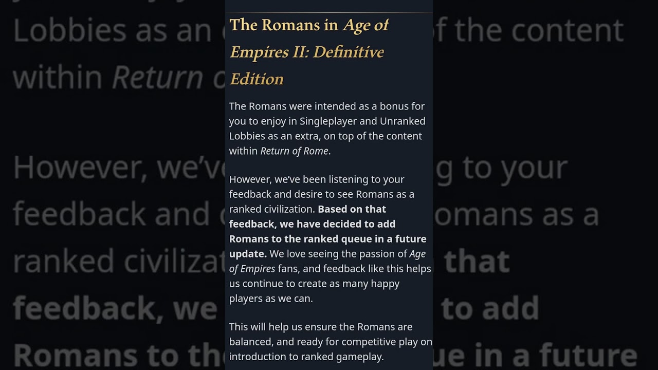 Romans WILL Be Available In Ranked! (After They're Balanced)