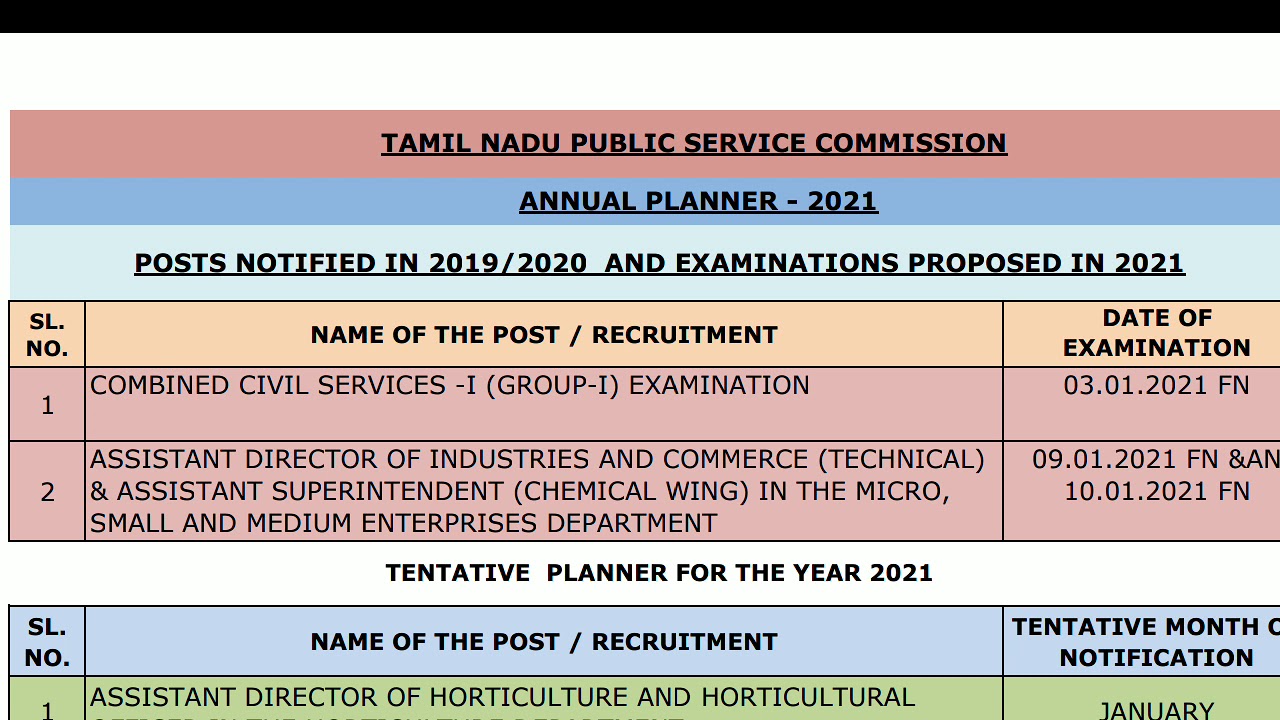 Tnpsc annual planner 2021 tamil