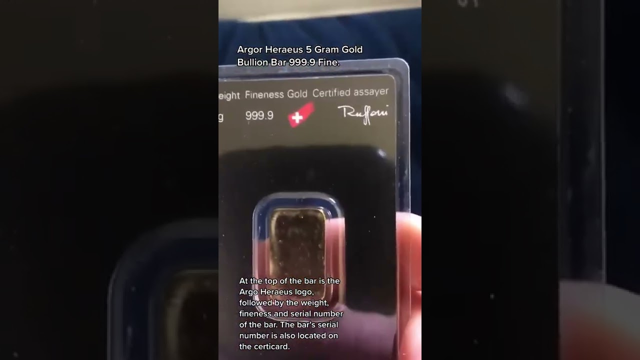 Argor Heraeus 5 Gram Gold Bullion Bar 999.9 Fine.