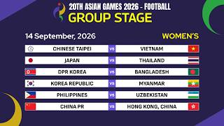 Women's Football: Matchday 1 Results | 20th Asian Games 2026 (Football).