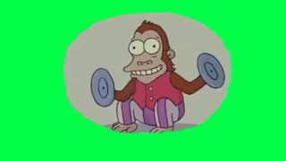 Обезьяна в голове Гомера Симпсона футаж, на зелёном фоне , хромакей, симпсоны в кино мем вставка