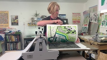 Linocut Shorts - Printing a Linoleum Block on an Etching Press