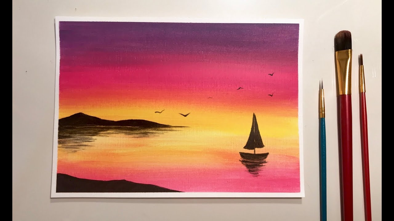 ▷ 1001+ acrylic painting ideas to fill your spare time with | Sunset  painting, Cute canvas paintings, Beginner painting