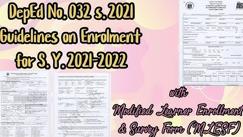 Guidelines on  Enrolment  for SY 2021-2022 with MLESF