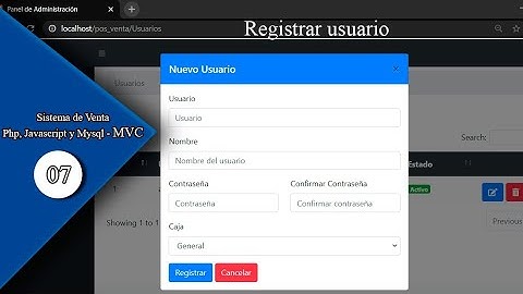 07.- Sistema de venta en PHP, Javascript y MySQL, Registrar usuarios