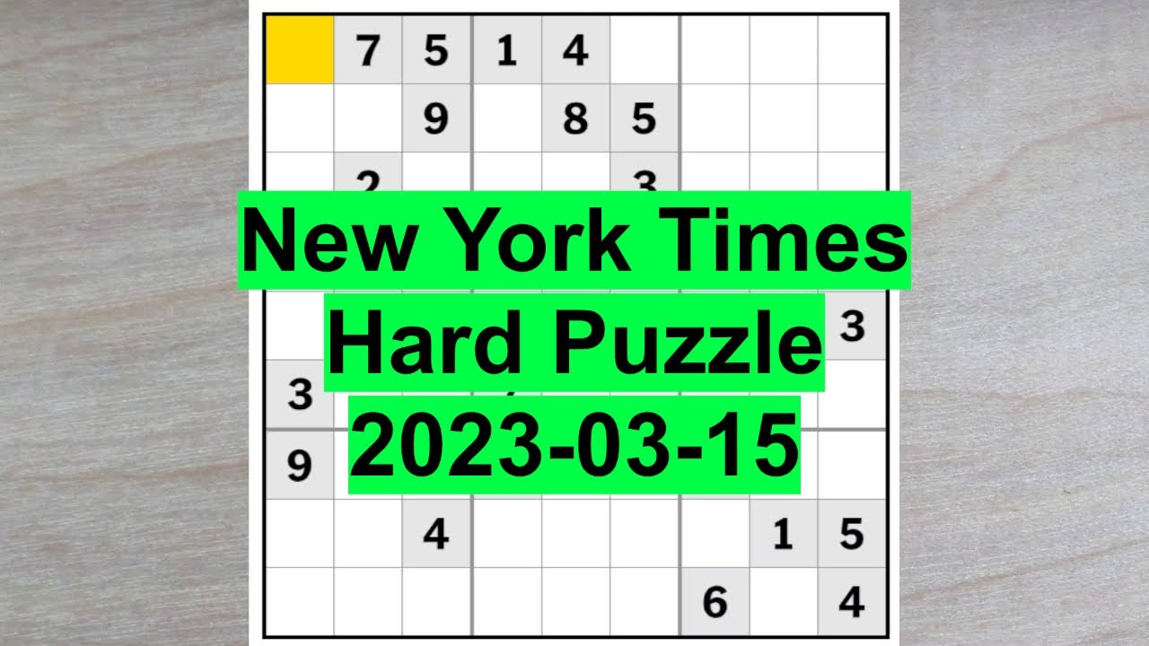Enjoy an interesting sudoku from the New York Times - YouTube