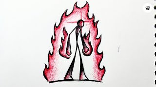 Easy Stickman Red Fire Drawing | Step By Step | Tutorial |