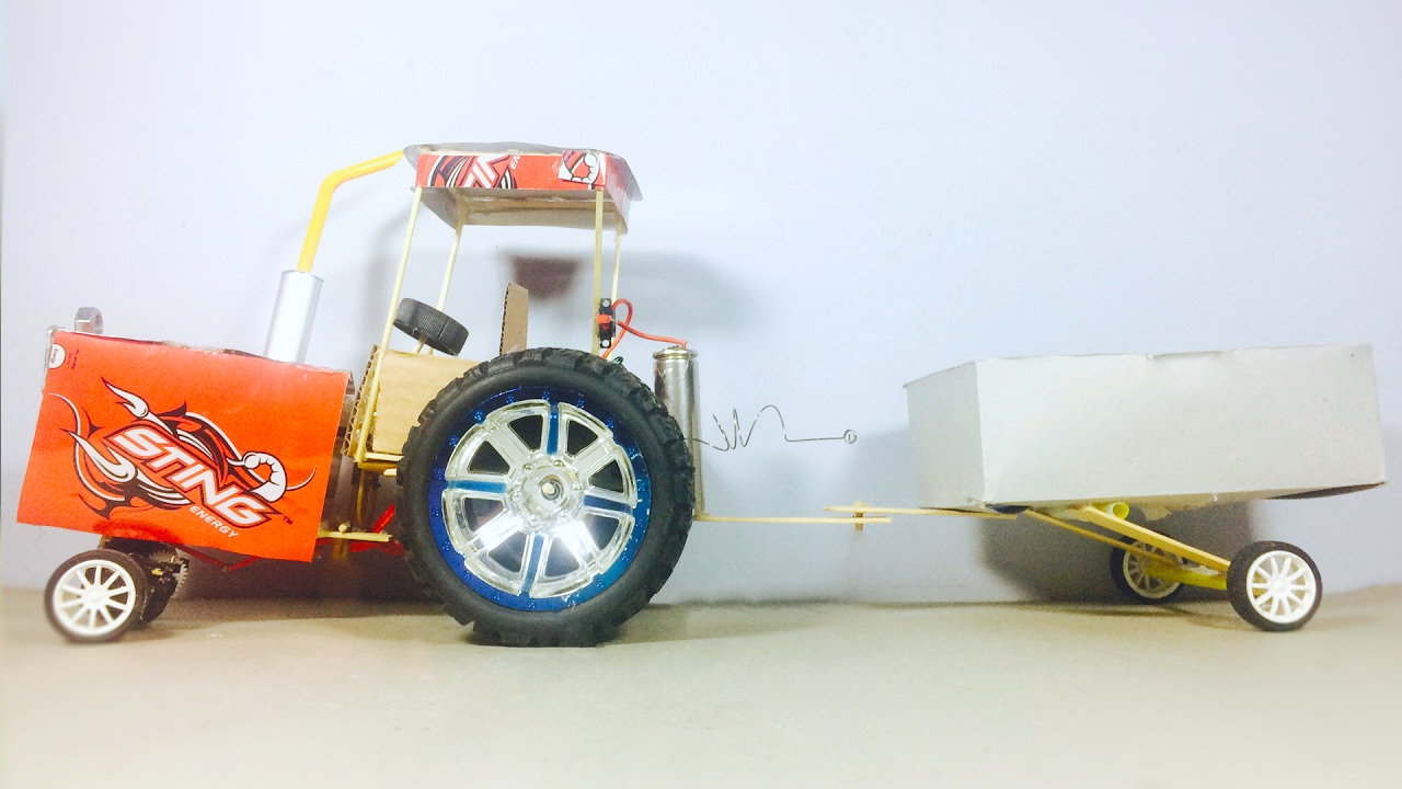 How to make a tractor with dc motor at home easy Electric Motor Tractor DIY YouTube