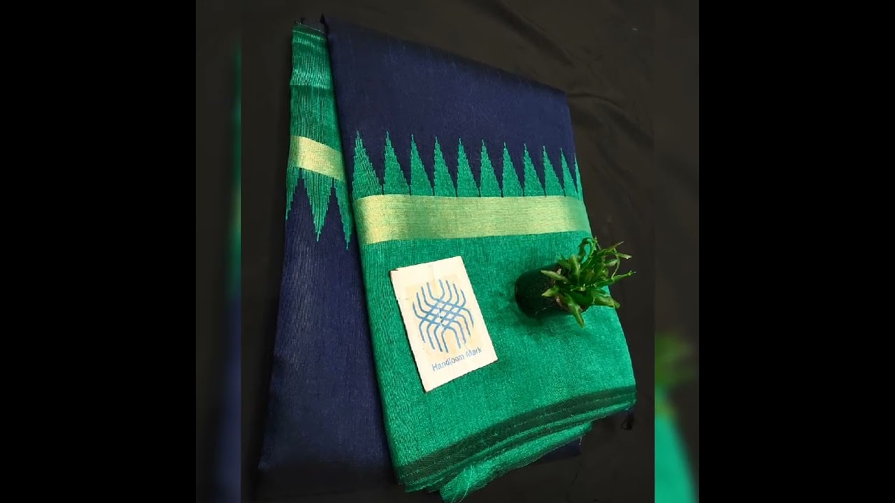 Semi raw silk temple border sarees with blouse (whatsapp 9160538899)