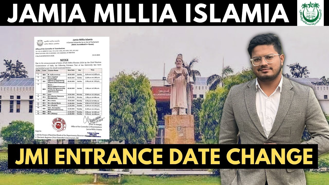 Jamia Admissions Important Update Entrance Dates Changed JMI