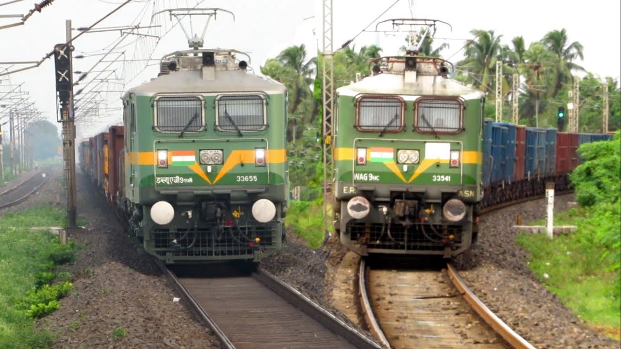 [12 in 1] GREEN HORSE WAG-9 Locomotive Freight Trains at Full Speed ...