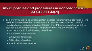 Developing a Relevant Policies and Procedures Manual for AIVRS Programs