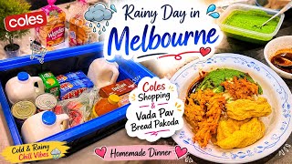 Cold & Rainy Melbourne Evening | Coles Shopping & Crispy Vada Pav Dinner😍😋