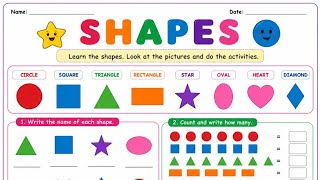 Shapes Worksheet for Kids | Learn Shapes Easy Way | Circle Square Triangle Rectangle