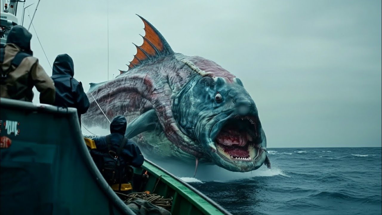 Terrifying Footage: Giant Monster Fish Breaches Next to Fishing Boat in ...