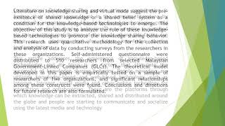The Emergence of Knowledge Based Technologies in Promoting Knowledge Sharing Behavior RKE 21 14 29