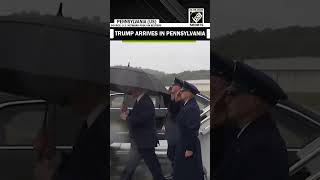 US President Donald Trump arrives in Pennsylvania