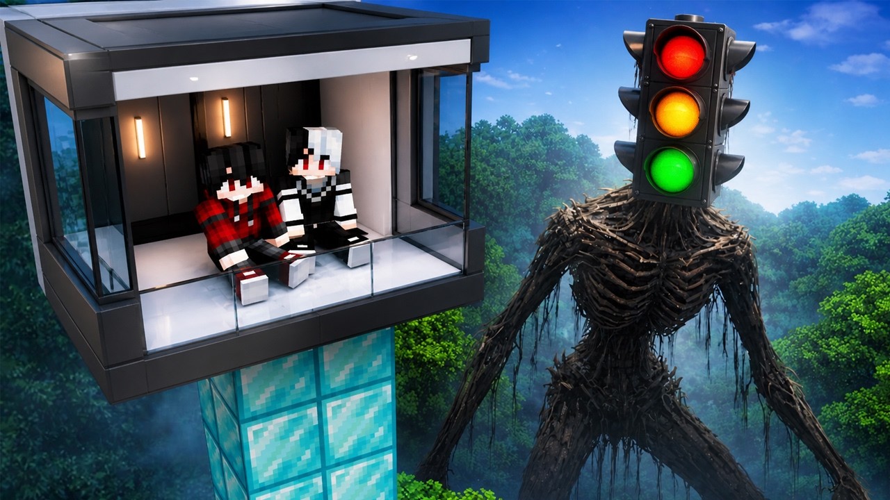 ถ้าเกิด!! สร้างบ้านคนรวยบนต้นไม้ แต่กับเจอ ผีเปรตหัวไฟจราจร จะรอดไหม - (Minecraft ผีเปรตหัวไฟจราจร)