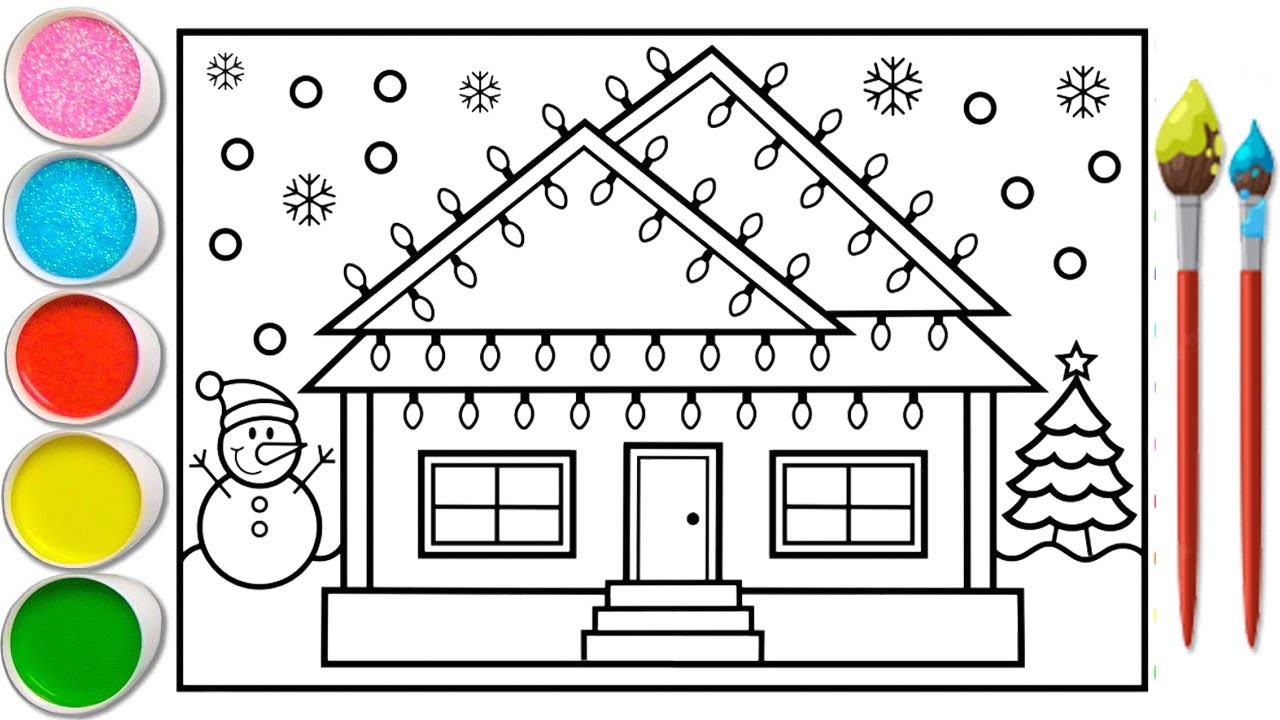 Christmas House Coloring For Kids and Toddlers. How to Coloring Christmas House #50 - YouTube