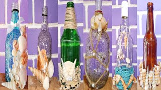 Bottle art/ shell art/ home decor/ GET CRAFTY