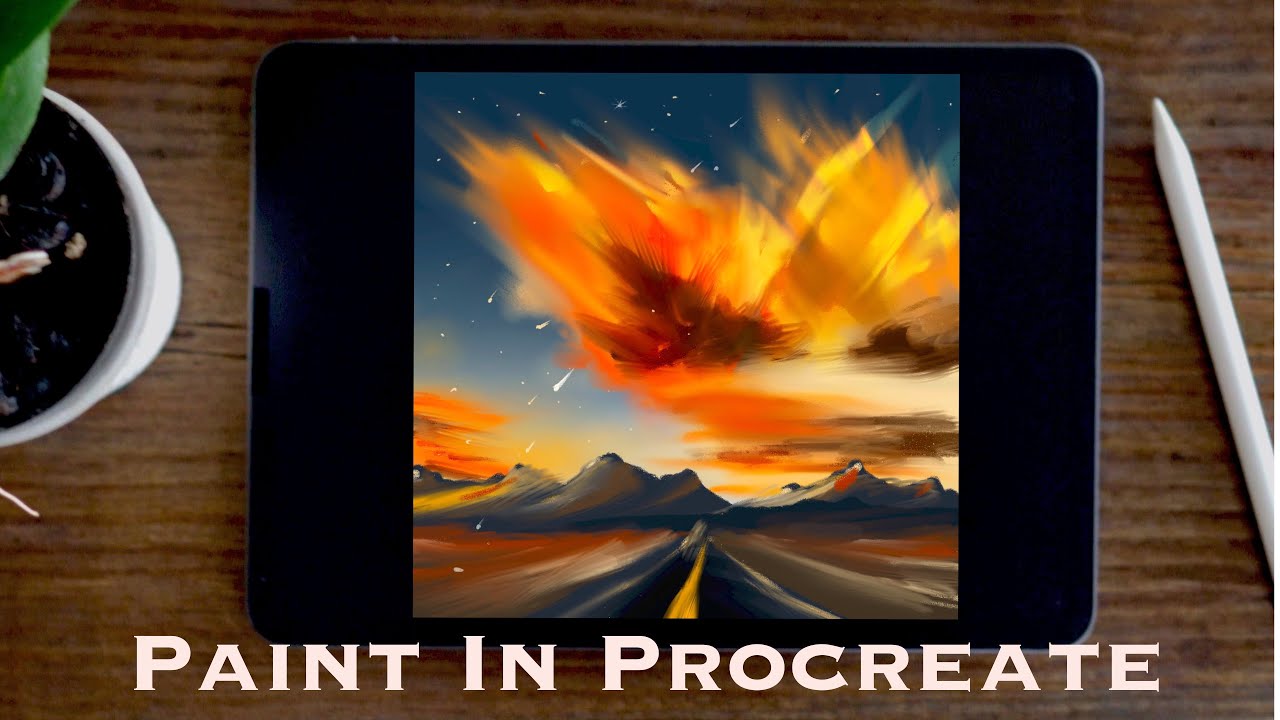 How to Draw Sunset by Road in Procreate Tutorial | Paint with Basic ...