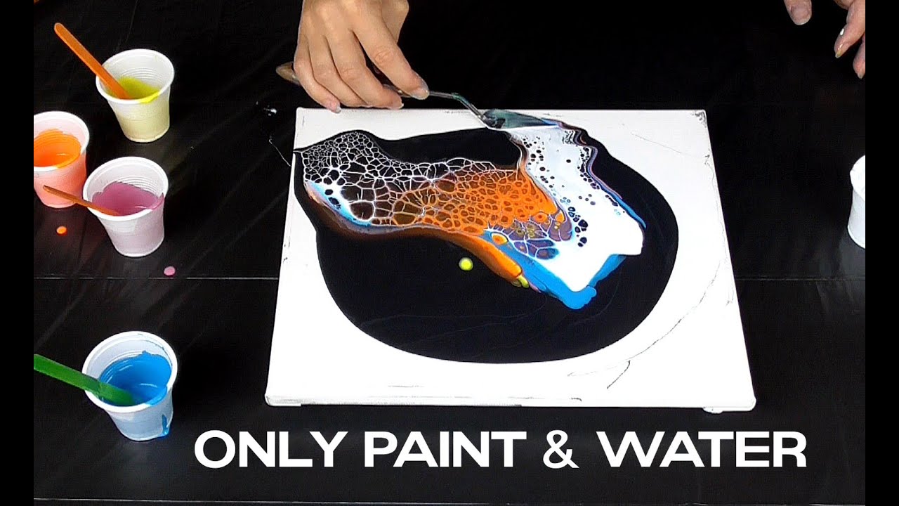 #140 CELLS with ONLY PAINT and WATER! Swipe Technique - Fluid Painting ...