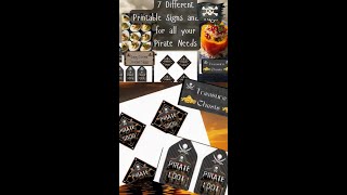 Pirate Themed Printable Party Signs and Tags