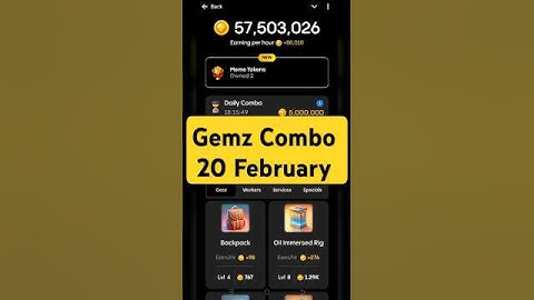 Gemz Daily Combo Today 20 February Daily Combo Today #gemz #combo #airdrop