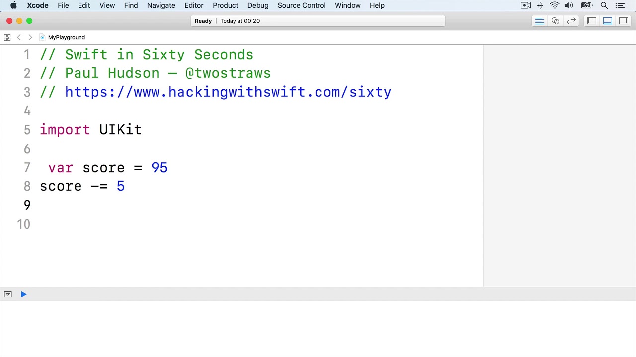 Compound assignment operators – Swift in Sixty Seconds - YouTube