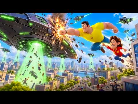 Guru Bhole's One Punch Destroys Alien Spaceship | Moral Stories | Hindi Children Story