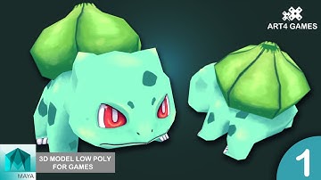 3D modeling low-poly bulbasaur with Maya (Part 1 of 2)