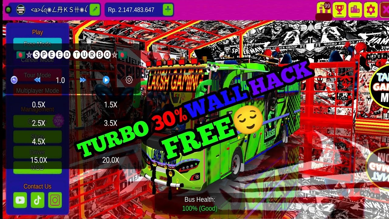 Bussid Turbo 30%  Wall Hack Free |😉 New Garage🥰 | Light Mod🤩 