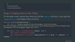 How to Insert nested object into a Table Using JavaScript