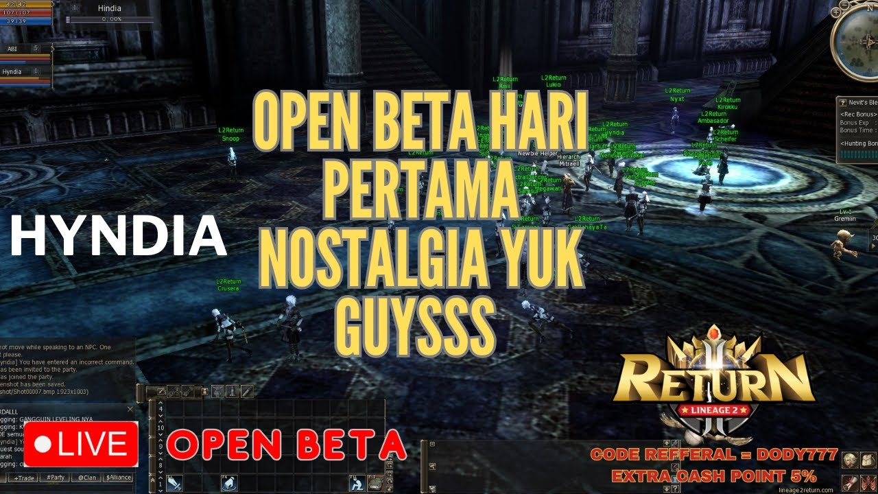 🔴 [LIVE] RE STREAM - LINEAGE 2 RETURN - HARI PERTAMA OPEN BETA ...