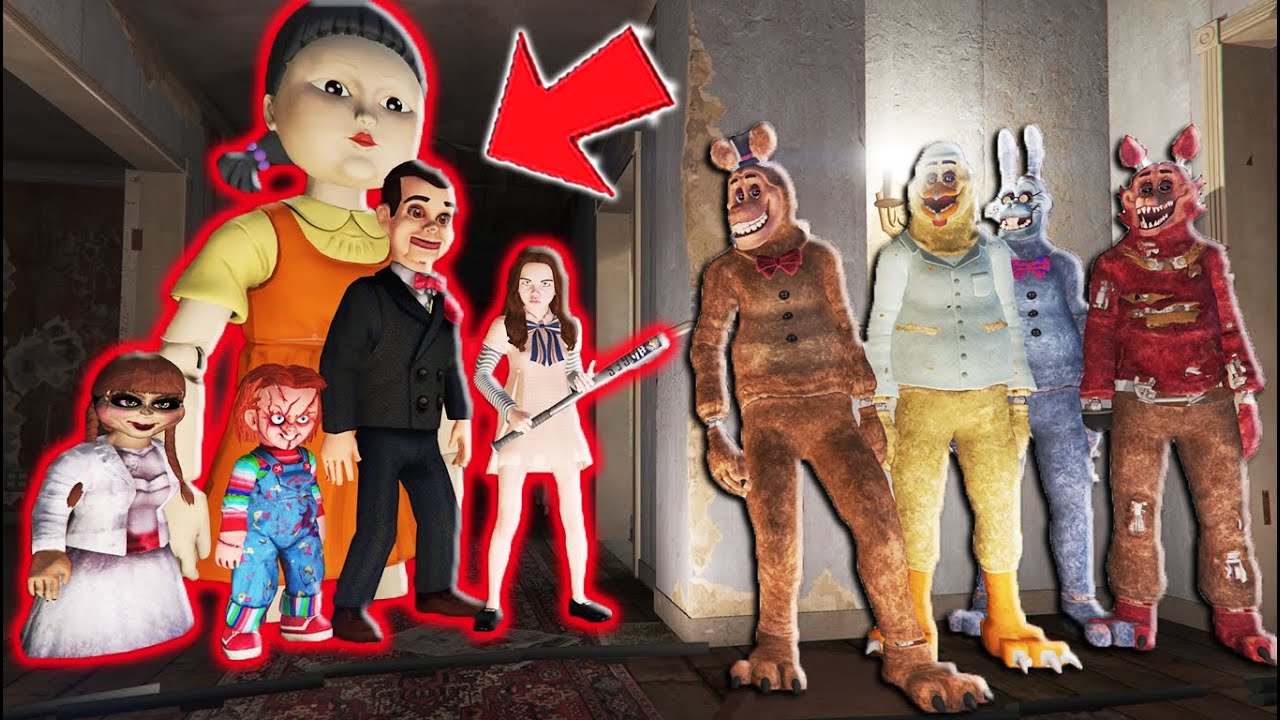 ALL JRS ANIMATRONICS VS 3AM HORROR DOLL ARMY! (GTA 5 FNAF Mods)